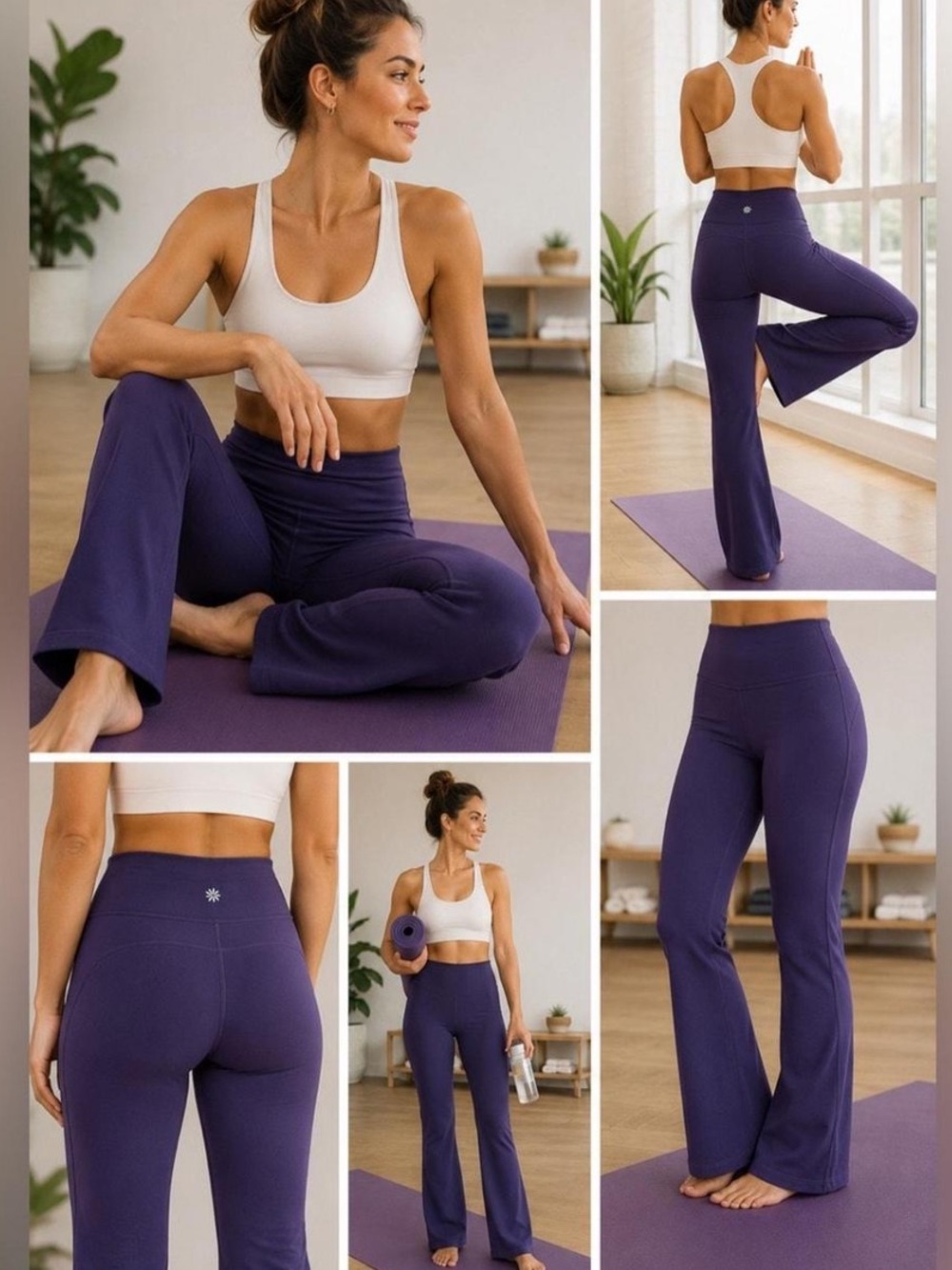 Athleta high rise flare leggings purple size Medium Tall athleisure yoga gym